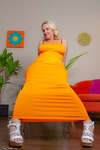 Dee Siren in an Orange Dress