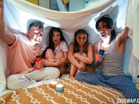 Hot Sleepover Foursome XXX Scene With Aubree Valentine And Penelope Kay