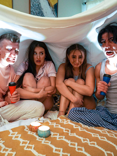 Hot Sleepover Foursome XXX Scene With Aubree Valentine And Penelope Kay